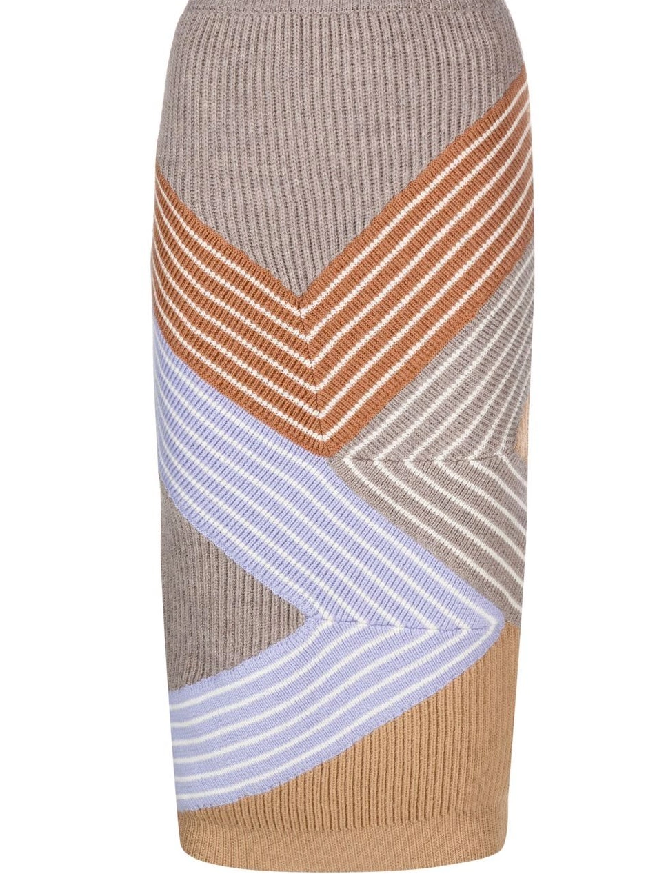 Affordable 3D midi Women McCartney Stella stripes skirt wool 0730